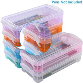 img 3 attached to 🖍️ 6 Pack of Colorful Stackable Large Pencil Cases - Desktop Organizer and Storage Containers for Pencils, Markers, Crayons, Pens, and Drawing Tools at Office, School, or Home