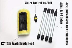 img 2 attached to 🚗 12" Flow-Through Car Wash Brush with Soft Bristle Head - Heavy Duty Tri-Level Dip Auto Brush, 63 Inches Long Handle, Ideal for Yellow Car Exterior Cleaning