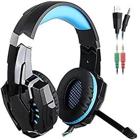img 2 attached to 🎧 SENHAI G9000 3.5mm Gaming Headset with Microphone & LED Light for PS4, PC, Mobile - Black/Blue