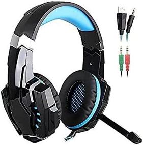 img 4 attached to 🎧 SENHAI G9000 3.5mm Gaming Headset with Microphone & LED Light for PS4, PC, Mobile - Black/Blue