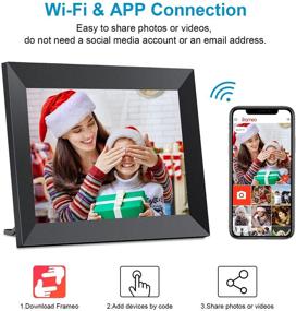 img 2 attached to 📸 YunQiDeer 8-дюймовая умная облачная цифровая фоторамка с Wi-Fi - 1080P IPS сенсорный экран HD дисплей, встроенная память 16 ГБ, видеоролики и слайд-шоу, мгновенная отправка фотографий из любого места через бесплатное приложение