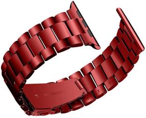 img 3 attached to 🔴 Joyozy Upgraded Metal Bands - Top Stainless Steel iWatch Bands for Apple Watch 38mm 40mm Series 7/6/5/4/3/2/1/SE, Red Color