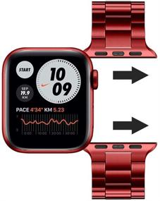 img 1 attached to 🔴 Joyozy Upgraded Metal Bands - Top Stainless Steel iWatch Bands for Apple Watch 38mm 40mm Series 7/6/5/4/3/2/1/SE, Red Color