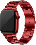 🔴 joyozy upgraded metal bands - top stainless steel iwatch bands for apple watch 38mm 40mm series 7/6/5/4/3/2/1/se, red color logo