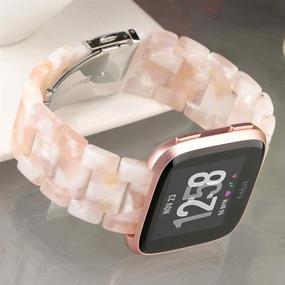 img 3 attached to 💖 Помостка Ремешок для модного смарт-часов из смолы FIANO для Fitbit Versa/Versa 2/Versa Lite, сверкающий розовым цветом – подходит как для женщин, так и для мужчин.