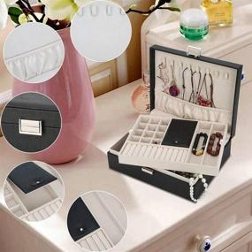 img 2 attached to 💼 Efficient FSC Lighting Jewelry Box Organizer: Sleek Travel Case with Necklace Holders and Display Tray for Jewelry Storage (Black)