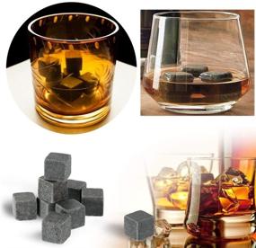 img 1 attached to 🥃 Premium Whiskey Stones Gift Set: 9 Granite Whiskey Rocks for Scotch & Cold Drinks - Reusable Cooling Ice Cubes Packed in Elegant Black Bag