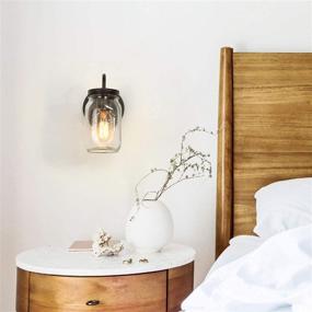 img 2 attached to LNC Farmhouse Rustic Wall Sconce Mason Jar Lights with Oil Rubbed Bronze Finish for Hallway and Bathroom, Dimensions 7.1”L×4.7”W×8.7”H, Model A02979