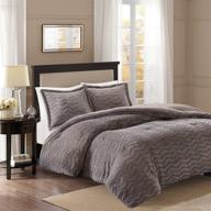 🛏️ soothing grey chevron patterned madison park sloan plush mini set with comforter and shams - full/queen size logo