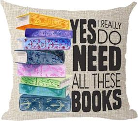 img 2 attached to 📚 Alluring Fun Reading Gift: Holiday Cotton Linen Throw Pillow Covers for Book Enthusiasts