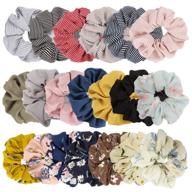 🌸 jaciya 20 pack scrunchies for hair - cute chiffon flower hair ties for women - elastic hair bands assortment - fashionable scrunchie hair accessories (20 pack scrunchies) logo