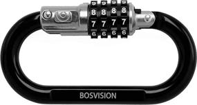 img 1 attached to 🔒 Bosvision Motorcycle Helmet Lock with 4-Digit Combination Carabiner, 150cm Coiled Security Steel Cable