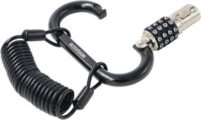 img 2 attached to 🔒 Bosvision Motorcycle Helmet Lock with 4-Digit Combination Carabiner, 150cm Coiled Security Steel Cable