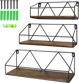 img 4 attached to 📚 Set of 3 Floating Wall Shelves by EdenseeLake - Wall Mounted Shelf for Bedroom, Bathroom, Living Room, Kitchen, and Office