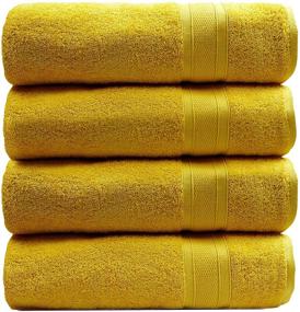 img 4 attached to TRIDENT Towels Bathroom Absorbent Mustard