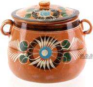 🌸 5.5 qt. traditional floral decorative artisan lead free clay frijolera de barro w/lid canterito cazuela casserole logo