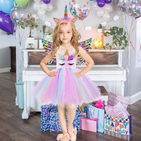 img 1 attached to 🦄 Enchanting Unicorn Costume Set: Rainbow Birthday Headband Dress Up & Pretend Play