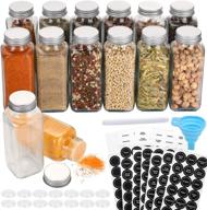 🌶️ aozita 14 pcs glass spice jars with labels - 8oz square bottles - shaker lids and airtight caps - chalk marker & funnel included logo