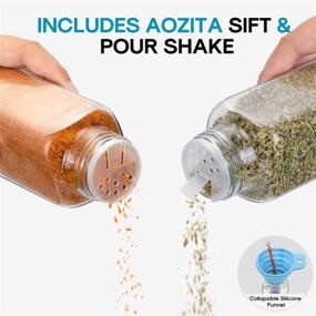 img 1 attached to 🌶️ Aozita 14 Pcs Glass Spice Jars with Labels - 8oz Square Bottles - Shaker Lids and Airtight Caps - Chalk Marker & Funnel Included