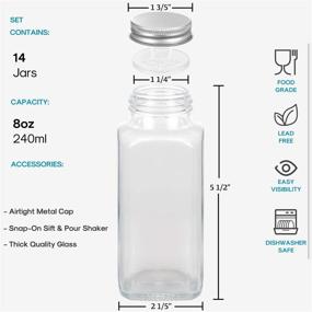 img 3 attached to 🌶️ Aozita 14 Pcs Glass Spice Jars with Labels - 8oz Square Bottles - Shaker Lids and Airtight Caps - Chalk Marker & Funnel Included