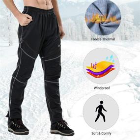 img 3 attached to Winter-Ready Performance: Sportneer Men's Fleeced Windproof Mountain Bike Pants for Cycling, Running, and More