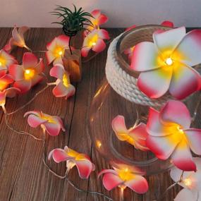 img 3 attached to 🌺 Enchanting AceList Frangipani 20 LED String Light Set: Vibrant Hawaiian Foam Artificial Plumeria Pink Flower Battery Powered Fairy Starry Lights for Dreamy Wedding and Beach Parties