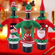 aytai 3pcs ugly sweater christmas wine bottle cover: festive holiday wine sweaters for ugly christmas sweater party decorations logo