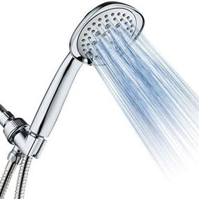 img 2 attached to 🚿 AquaDance Chrome Luxury Square 6-setting High-Pressure Handheld Shower Head with Extra-Long 72-Inch Stainless Steel Hose, Bracket, Solid Brass Fittings, Premium Finish. Top American Brand.