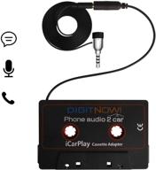 🚗 universal car audio cassette to aux adapter with 3.5mm audio cable & built-in microphone for hands-free calling - plug & play logo