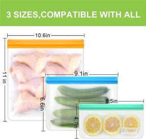 img 3 attached to Anpro Reusable Food Storage Bags-11 Pack: Silicone Bags for Lunch, Extra Thick, Leak Proof, BPA Free - 2 Gallon Freezer Bags, 5 Sandwich Bags, 4 Snack Bags