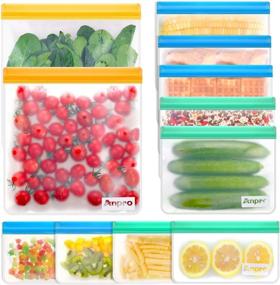 img 4 attached to Anpro Reusable Food Storage Bags-11 Pack: Silicone Bags for Lunch, Extra Thick, Leak Proof, BPA Free - 2 Gallon Freezer Bags, 5 Sandwich Bags, 4 Snack Bags