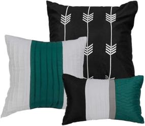 img 1 attached to Ultimate Luxury: JBFF Oversize Stripe 7 Piece Micofiber Bed in Bag Comforter Set (Cal King, Teal)