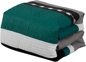 img 3 attached to Ultimate Luxury: JBFF Oversize Stripe 7 Piece Micofiber Bed in Bag Comforter Set (Cal King, Teal)