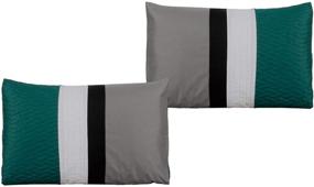 img 2 attached to Ultimate Luxury: JBFF Oversize Stripe 7 Piece Micofiber Bed in Bag Comforter Set (Cal King, Teal)