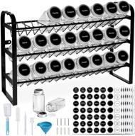 🌶️ premium spice rack organizer - 24 glass spice jars, free standing or wall mounted, kitchen pantry and countertop storage, complete with 420 spice labels, marker, and funnel logo