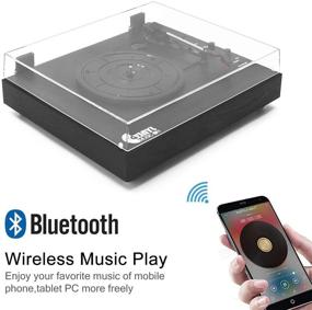 img 1 attached to 🎶 Черная винтажная проигрывающая головка Black Wood с Bluetooth, встроенными стереодинамиками, приводом на ремне с тремя скоростями, беспроводным воспроизведением и автоматической остановкой