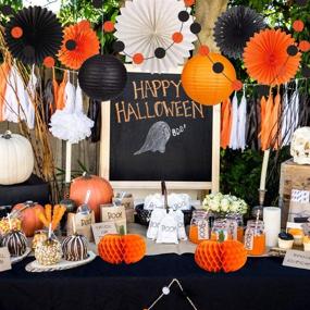 img 1 attached to Halloween Party Decorations: Hanging Paper Lanterns & Tissue Paper Fan Garland in Orange & Black – Perfect for Birthday, Thanksgiving, Home Decor Indoors & Outdoors!