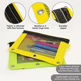 img 2 attached to 24-Pack BAZIC Pencil Pouch with Rivet Enforced Ring Holes, Mesh Window, Zipper Pouches Case - Bright Assorted Colors - Ideal for Cosmetics, Stationery, or as a Binder Pouch