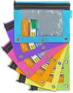 24-pack bazic pencil pouch with rivet enforced ring holes, mesh window, zipper pouches case - bright assorted colors - ideal for cosmetics, stationery, or as a binder pouch логотип