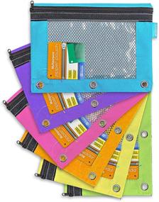 img 4 attached to 24-Pack BAZIC Pencil Pouch with Rivet Enforced Ring Holes, Mesh Window, Zipper Pouches Case - Bright Assorted Colors - Ideal for Cosmetics, Stationery, or as a Binder Pouch