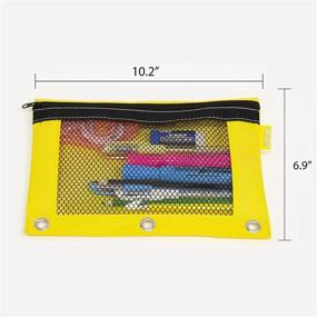 img 3 attached to 24-Pack BAZIC Pencil Pouch with Rivet Enforced Ring Holes, Mesh Window, Zipper Pouches Case - Bright Assorted Colors - Ideal for Cosmetics, Stationery, or as a Binder Pouch