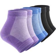 🧦 bememo soft ventilate gel heel socks - open toe socks for dry, hard & cracked skin - moisturizing day & night care for healthy skin, 3 pairs (black, purple, royalblue) logo