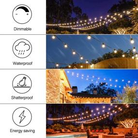 img 3 attached to 🌟 FMART 25ft LED Outdoor String Lights - Waterproof, ETL Approved - 8 E26 Sockets, 9 S14 Edison Vintage Bulbs - 2700K Warm White LED Light String for Patio Wedding (White)