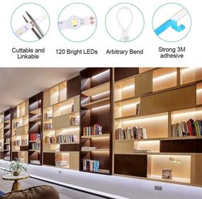 img 2 attached to 🔆 Dimmable 13ft LED Strip Lights for Kitchen - Remote Controlled Under Cabinet Lighting with Timer, 2400LM, 6000K Cool White - Ideal for Closet, Bookshelf, Bedroom