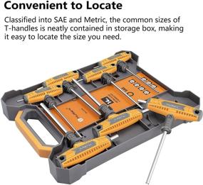 img 3 attached to 🔧 Набор ключей-гаек Малварк 14 шт. с рукояткой в виде буквы "Т": размеры метрической и стандартной систем, двухсторонний дизайн, советы с фацетом | В комплекте коробка для хранения