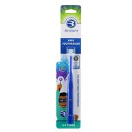 🦷 brilliant kids toothbrush - micro bristles for ages 5-9: crafted for adult teeth, all-around mouth cleaning, royal blue - 1 ct. logo