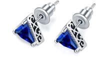 uloveido triangle blue white black stud earrings for men and women, crystal cz stone white gold plated bridal studs, hypoallergenic earrings for sensitive ears, y333 logo