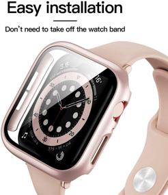 img 2 attached to 📱 Защитное стекло Landhoo 6 шт. для часов Apple Watch Series SE/6/5/4 40мм с закаленным стеклом, жесткий чехол Hard PC HD Full Cover Protective для iwatch.