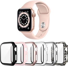 img 4 attached to 📱 Защитное стекло Landhoo 6 шт. для часов Apple Watch Series SE/6/5/4 40мм с закаленным стеклом, жесткий чехол Hard PC HD Full Cover Protective для iwatch.