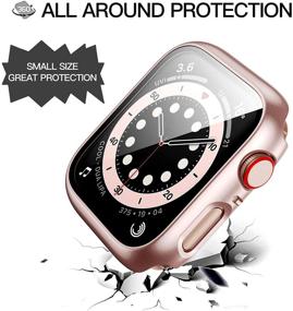 img 1 attached to 📱 Защитное стекло Landhoo 6 шт. для часов Apple Watch Series SE/6/5/4 40мм с закаленным стеклом, жесткий чехол Hard PC HD Full Cover Protective для iwatch.